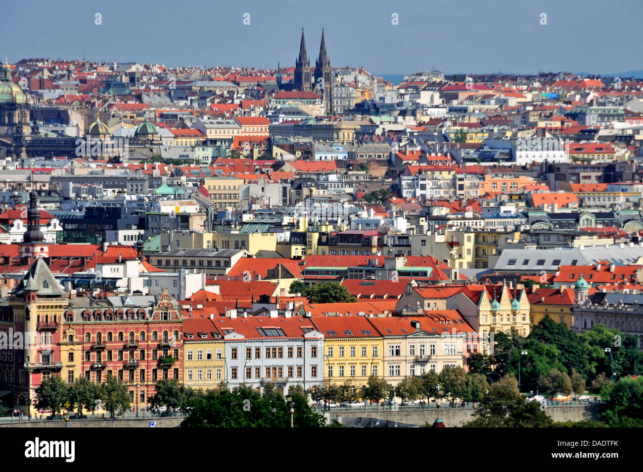 Vue panoramique sur la vieille ville, la République tchèque, la Bohême, Prague Banque D'Images