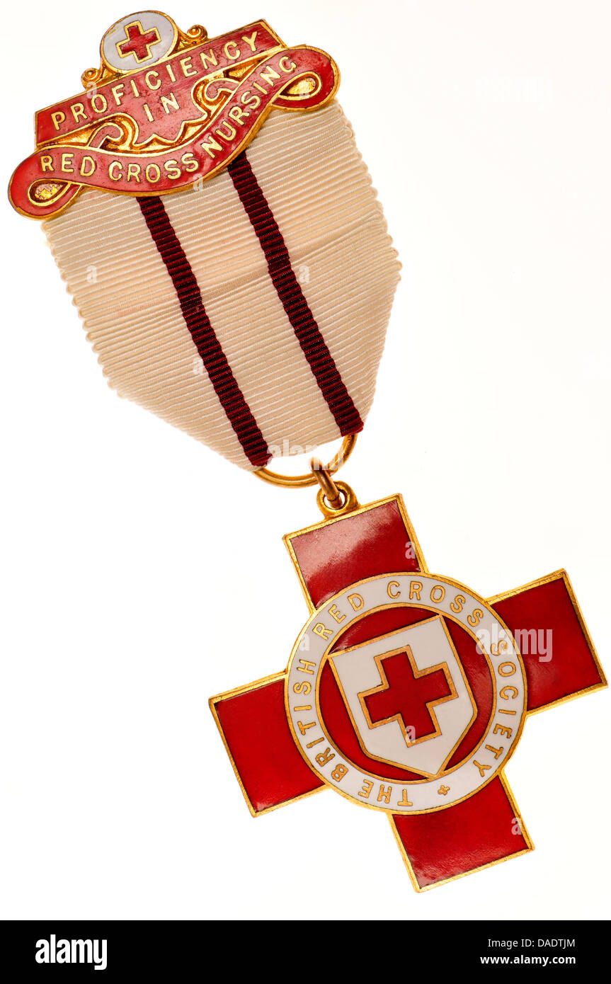 British Red Cross Society, l'insigne de service pendant trois ans le service efficace et l'élection à la société. Banque D'Images