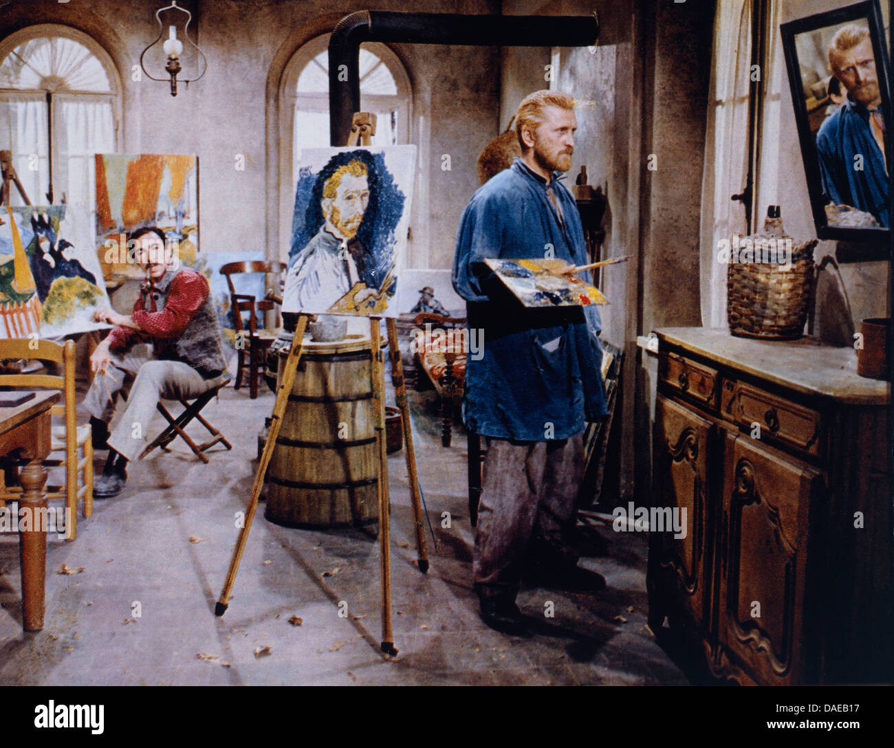 Anthony Quinn (à gauche) et Kirk Douglas (à droite), sur-ensemble du film, 'Lust For Life', la Metro-Goldwyn-Mayer, 1956 Banque D'Images