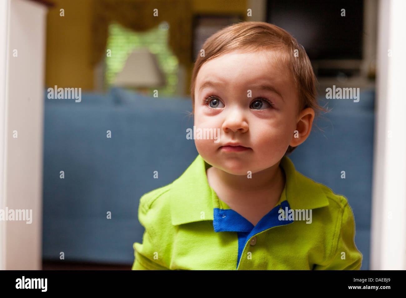 Close up portrait of young male toddler Banque D'Images