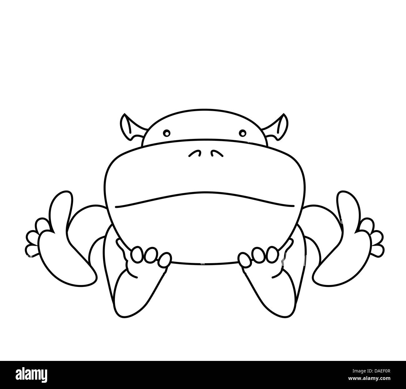 Cute kawaii bestial de personnages de dessins animés. Hippo Banque D'Images