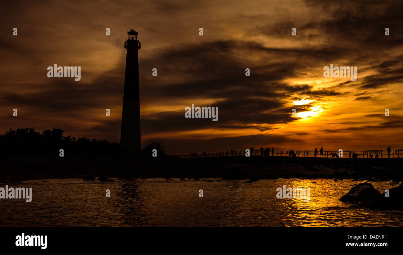 Coucher de soleil sur la Barnegat Lighthouse - Dahab - New Jersey Banque D'Images