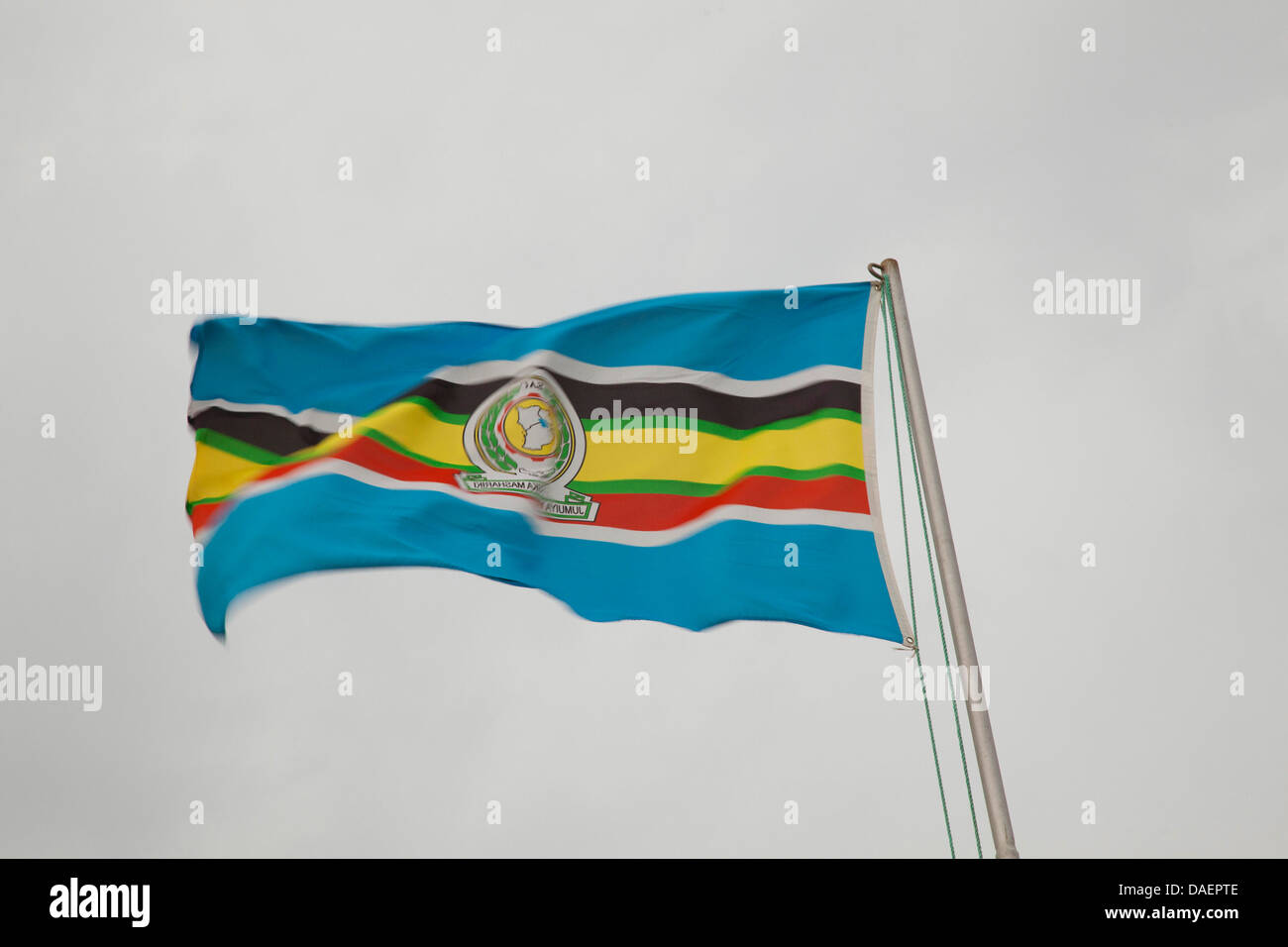 Drapeau de la communauté de l'Afrique dans le vent, au Rwanda Banque D'Images