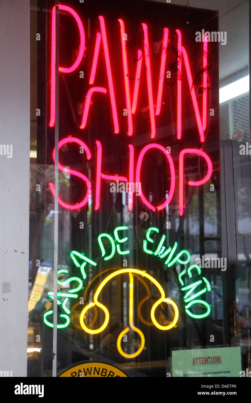 Miami Florida,Homestead,Washington Avenue,pawn shop,Neon sign,les visiteurs voyage visite touristique site touristique monuments culture culturelle, vachat Banque D'Images