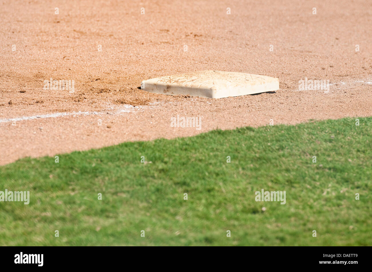 La troisième base sur un terrain de baseball Banque D'Images