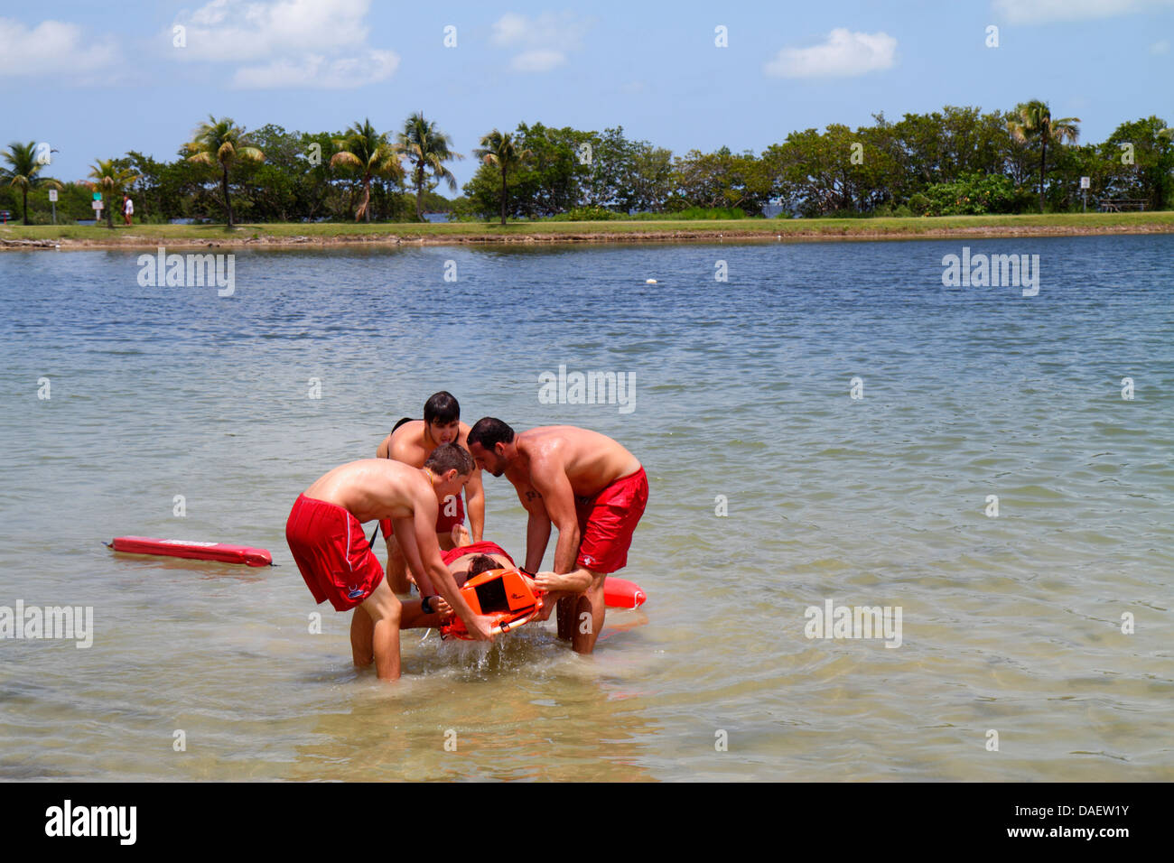 Miami Florida,Homestead,Homestead Bayfront Park,Biscayne Bay,sauveteurs,formation des sauveteurs,sauvetage,homme hommes adultes adultes,FL130518143 Banque D'Images