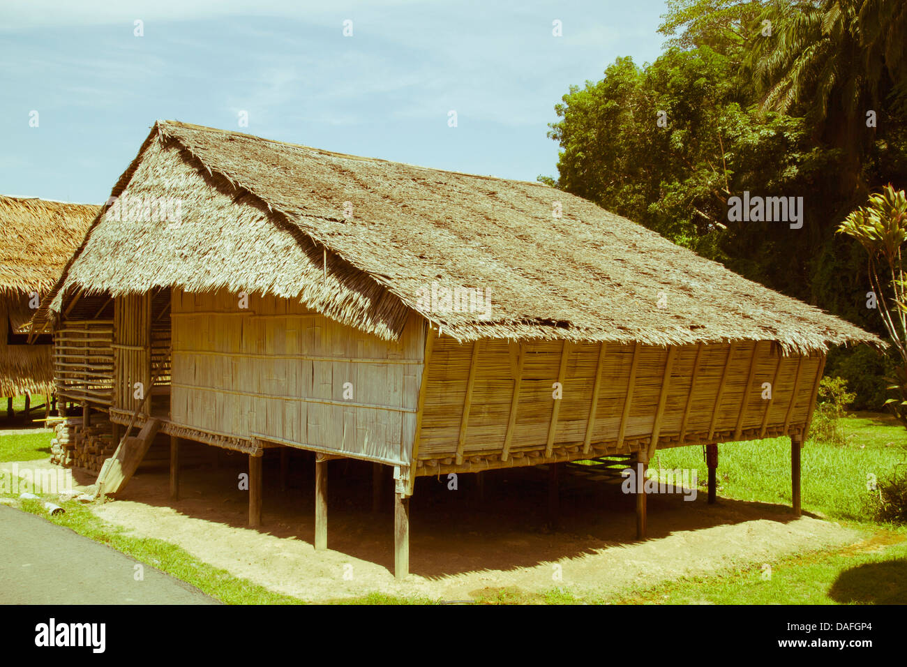 La Malaisie, Bornéo, traditionnel bambou chambre à Kota Kinabalu Banque D'Images