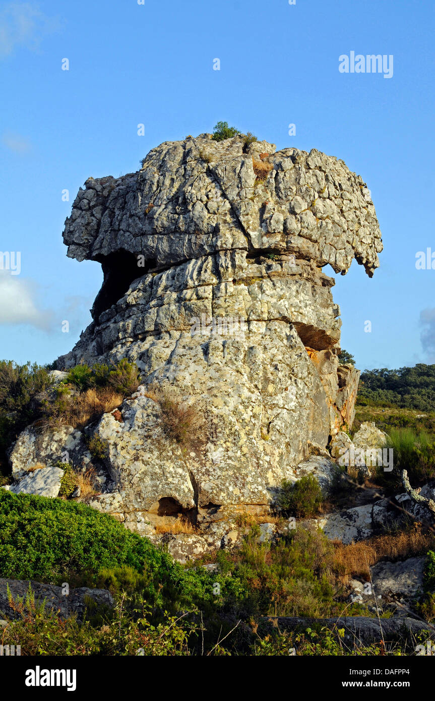 La Montera del Torero rock formation, Espagne, Andalousie, Alcornacales Naturpark Banque D'Images