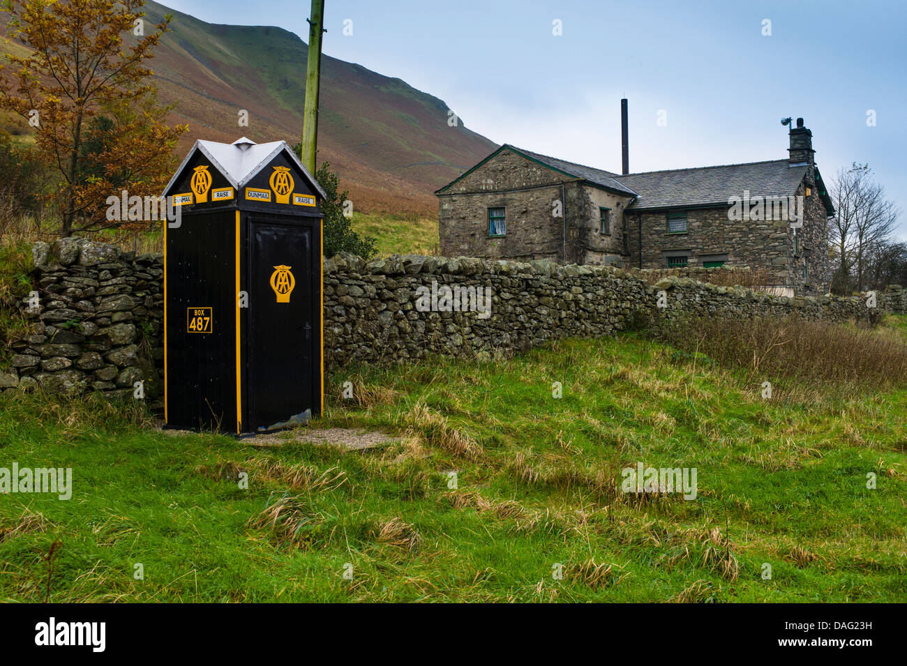 Un ancien style AA fort à Dunmail soulever dans le Lake District. Banque D'Images