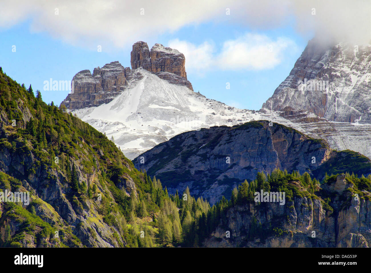 Tre Cime di Lavaredo (Drei Zinnen), zone Katzenleitenkopf, Germany, Dolomiten Banque D'Images