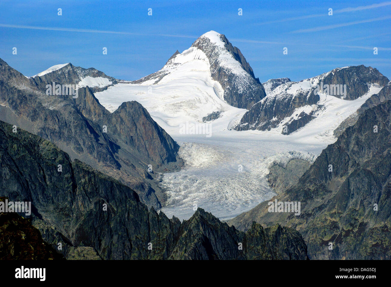 Aerea Aletsch Glacier de Fiesch avec, Suisse, Valais, Haut-valais, Valais Banque D'Images