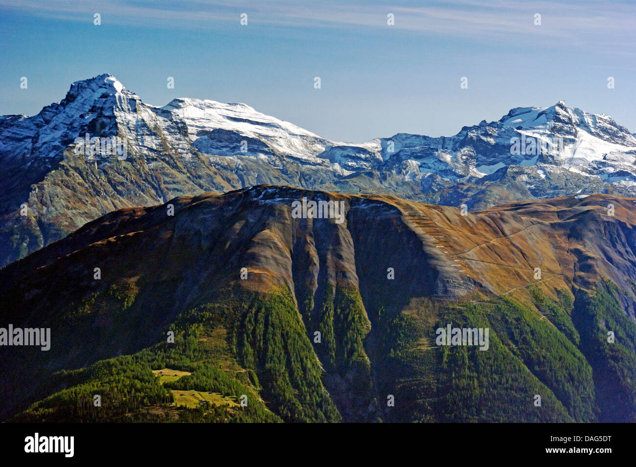 Vue de l'Eggishorn en direction de Simplonpass, Suisse, Valais, Haut-valais, Valais Banque D'Images