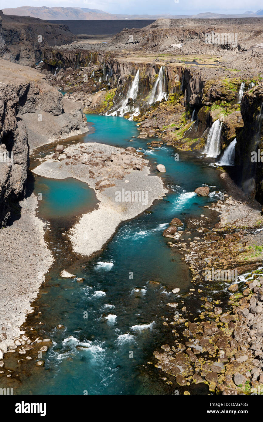 Sigöldugljúfur Waterfall - région Sud de l'Islande Landmannalaugar - Banque D'Images