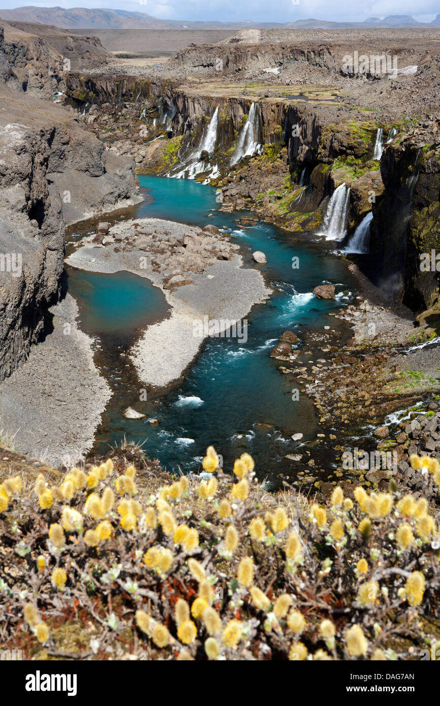 Sigöldugljúfur Waterfall - région Sud de l'Islande Landmannalaugar - Banque D'Images