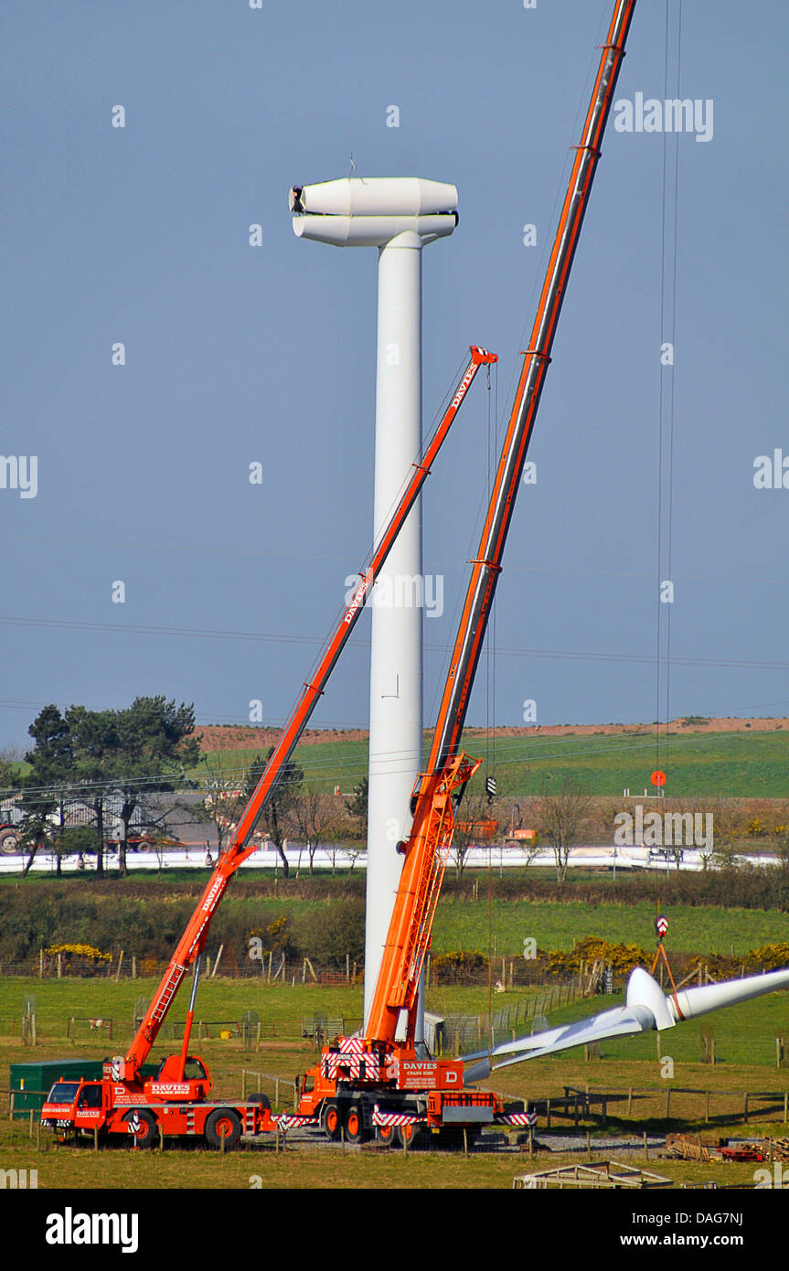 En maintenance d'éoliennes, Royaume-Uni, pays de Galles Banque D'Images