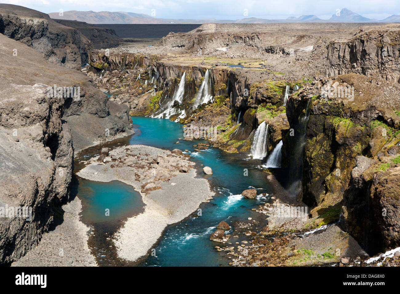 Sigöldugljúfur Waterfall - région Sud de l'Islande Landmannalaugar - Banque D'Images