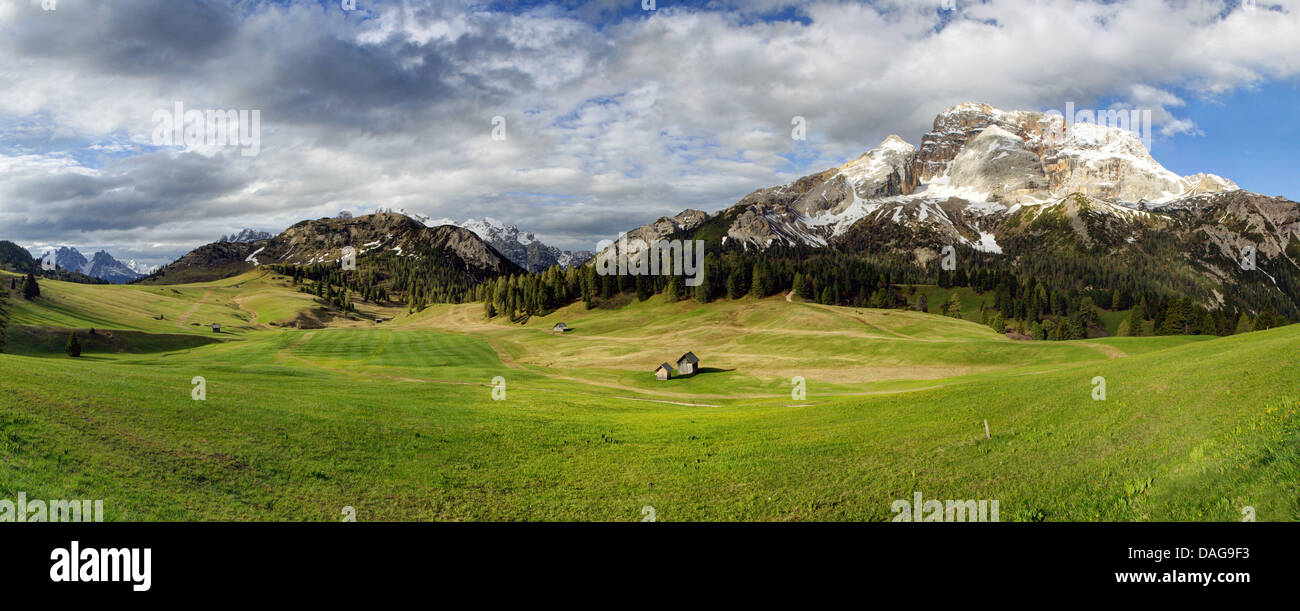 Vue de l'Plaetzwiese sur Hohe Gaisl-groupe avec Hohe Gaisl, Italie, Dolomites Tyrol du Sud, Banque D'Images