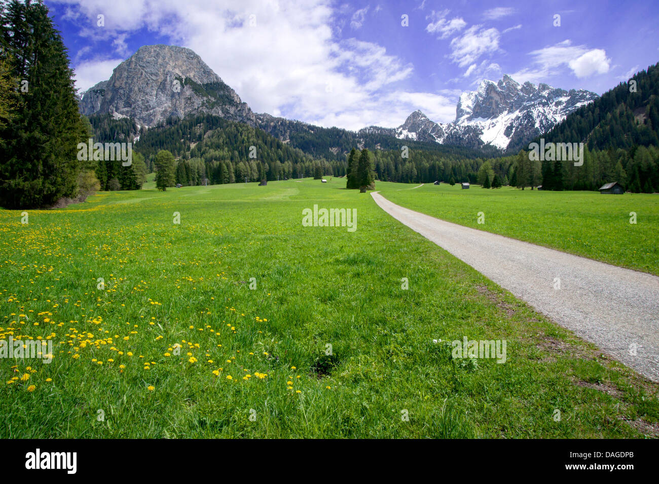Sarlkofel Duerrenstein (gauche) et groupe (à droite), l'Italie, le Tyrol du Sud, Dolomites Banque D'Images