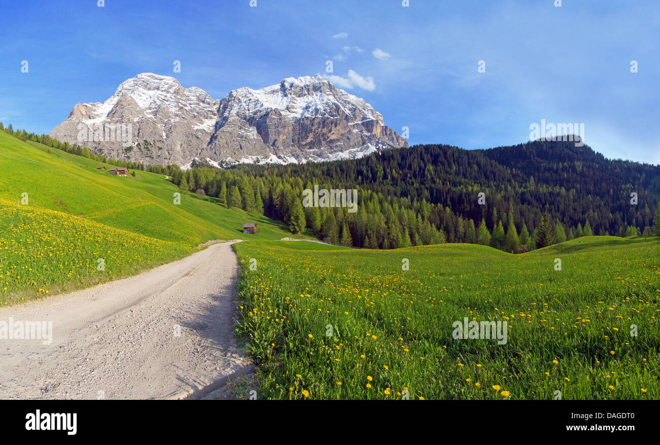 Groupe Kreuzkofel au printemps, l'Italie, le Tyrol du Sud, Dolomites, le Parc Naturel de Fanes-Sennes-Prags Banque D'Images