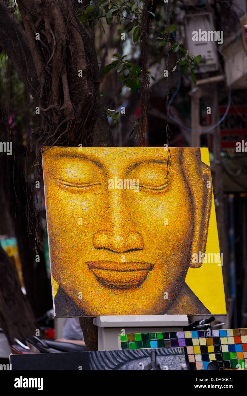 Les Peintures en vente dans les rues de Hanoi, Vietnam Banque D'Images