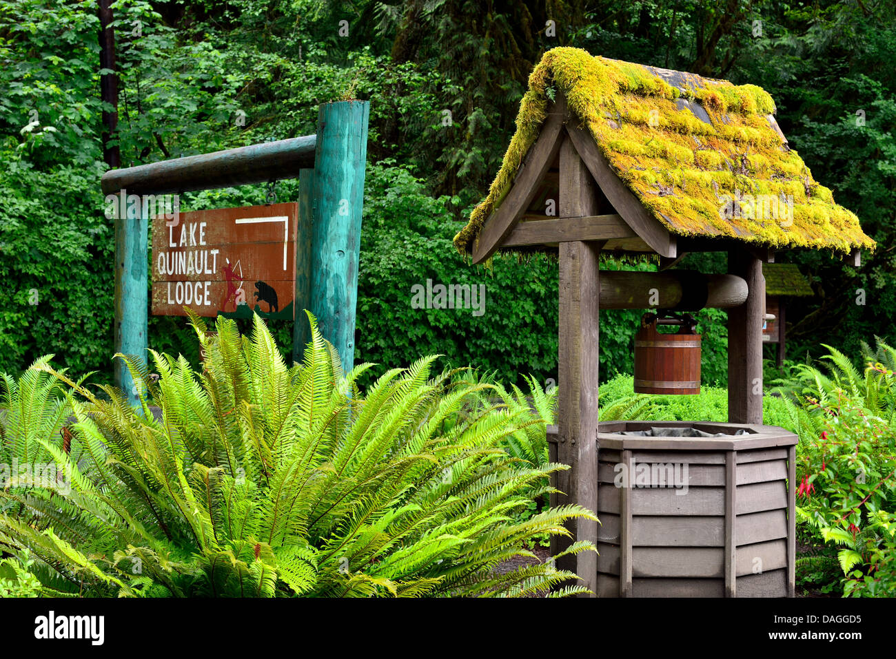 Signe de Lake Quinault Lodge. Olympic National Park, Washington, USA. Banque D'Images