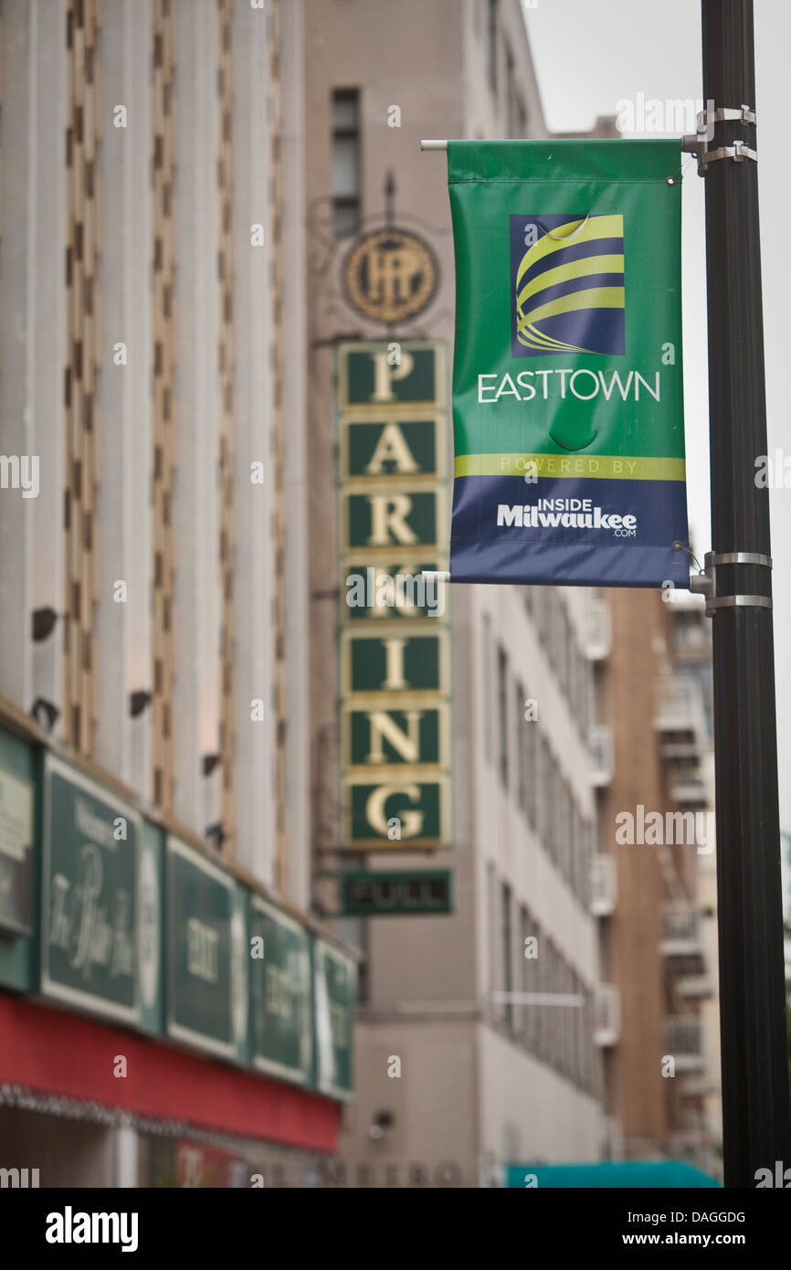 Garage est vu dans l'Est de la ville de Milwaukee (Wisconsin), Banque D'Images