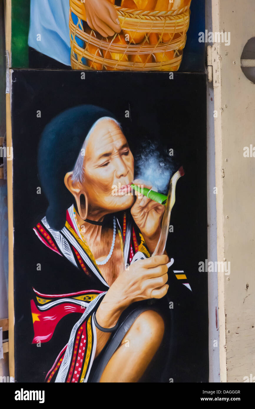 Les Peintures en vente dans les rues de Hanoi, Vietnam Banque D'Images