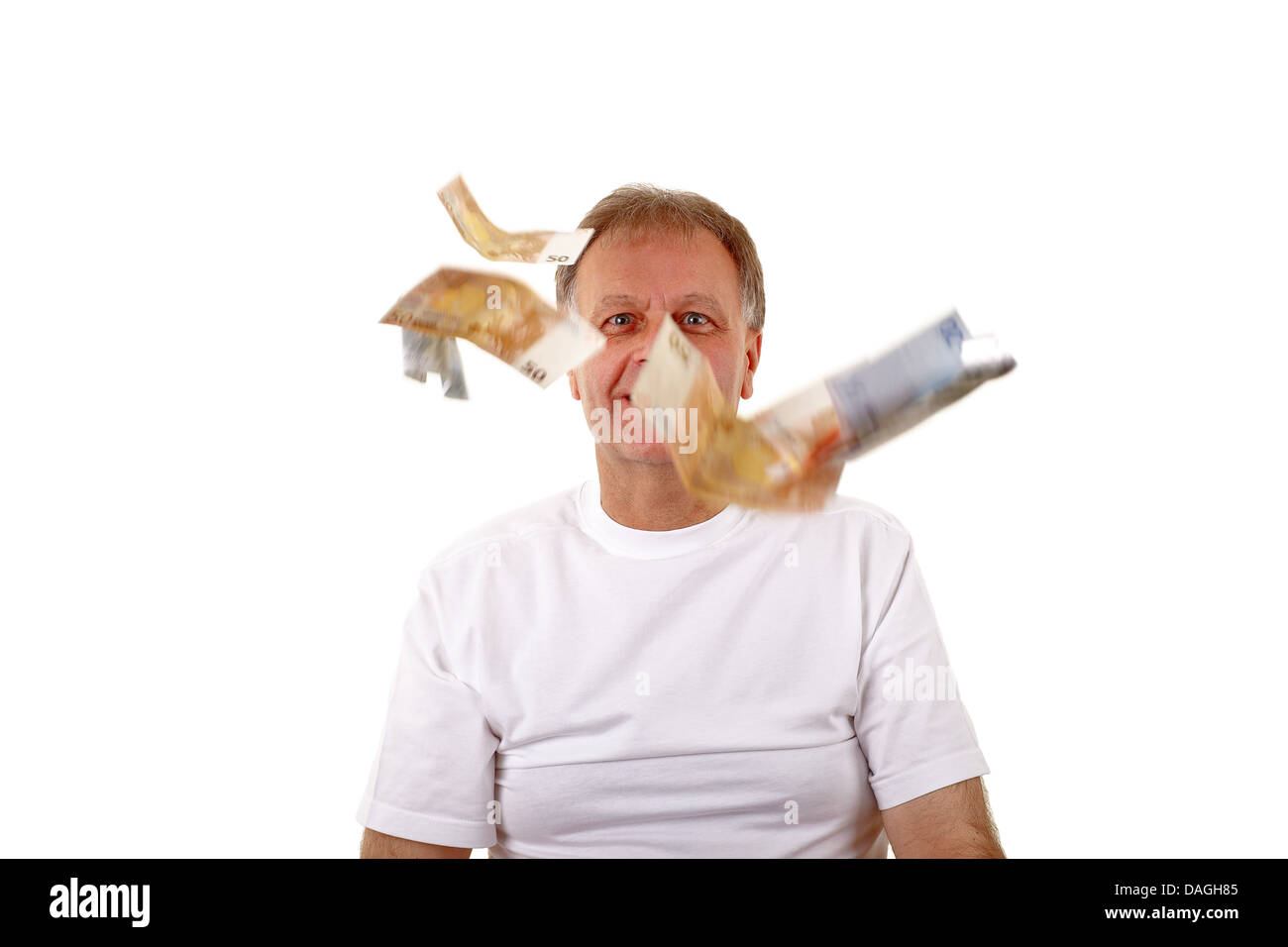 Portrait d'homme mûr avec le vol de l'argent. Banque D'Images