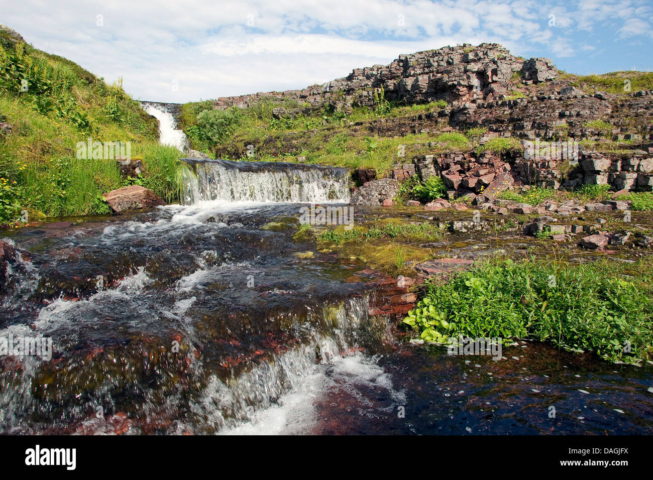 L'eau courante, la Norvège, l'île de Varanger, Laponie Banque D'Images