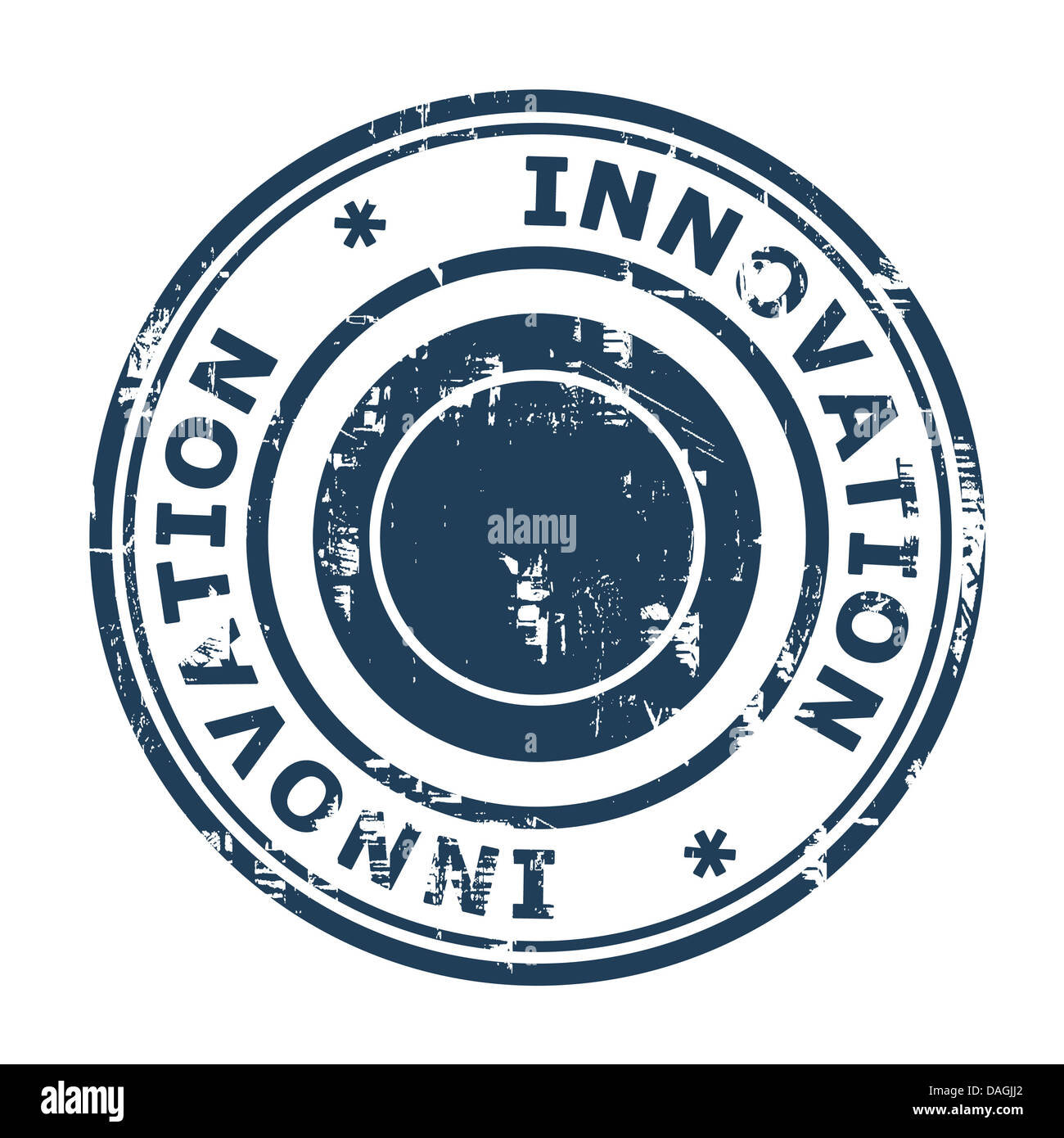 L'innovation des entreprises concept stamp isolé sur un fond blanc. Banque D'Images