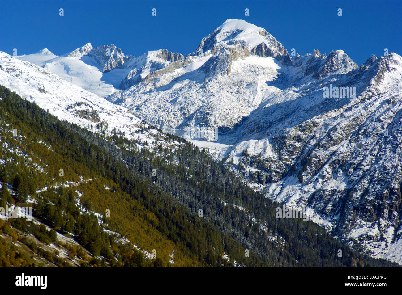 Vue de glacier du Rhône et Furkahorn brut, Suisse, Valais, Conthey Banque D'Images