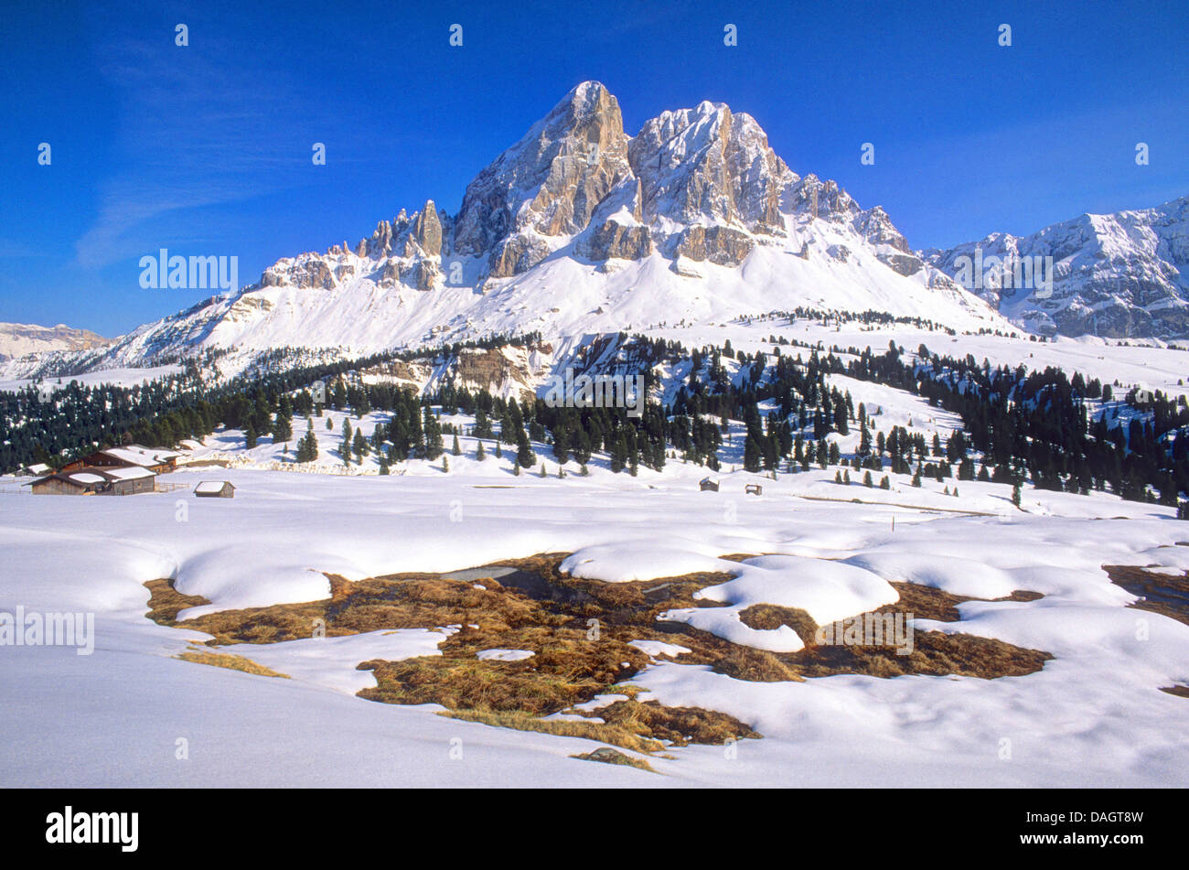 Vue de la montagne Kofel Peitler groupe, l'Italie, le Tyrol du Sud, Dolomites Banque D'Images