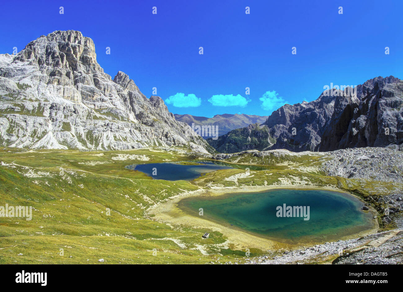 Vue d'Zinnenseen, Italie, Dolomites Tyrol du Sud, Banque D'Images