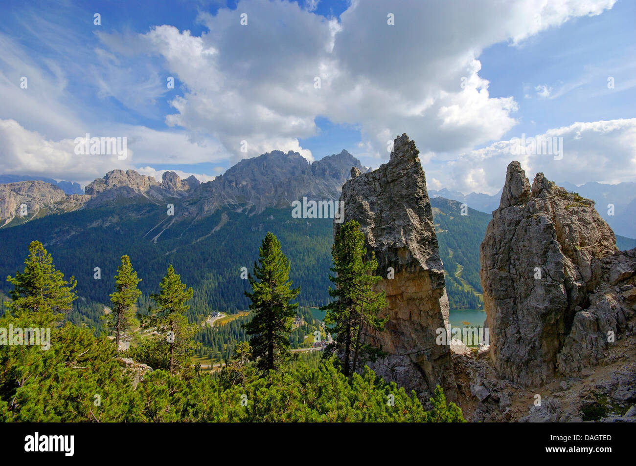 Monte Popena et lac de Misurina, Italie, Dolomites Tyrol du Sud, Banque D'Images