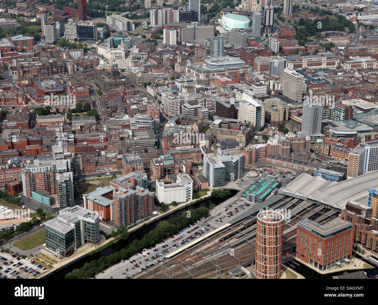Vue aérienne du centre-ville de Leeds Banque D'Images