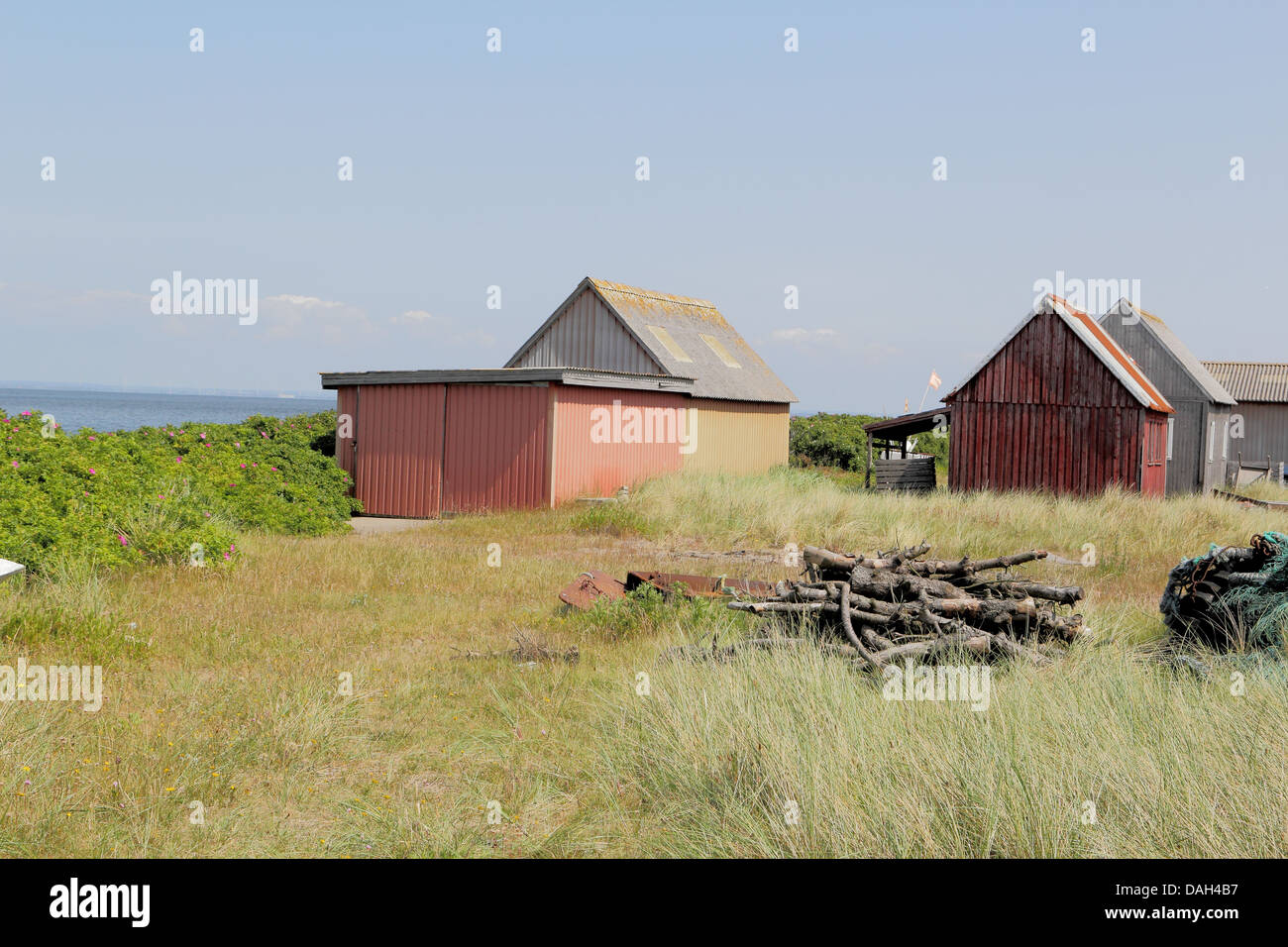 Cabanes de pêcheurs d'outils. Hvide Sande, DK Banque D'Images