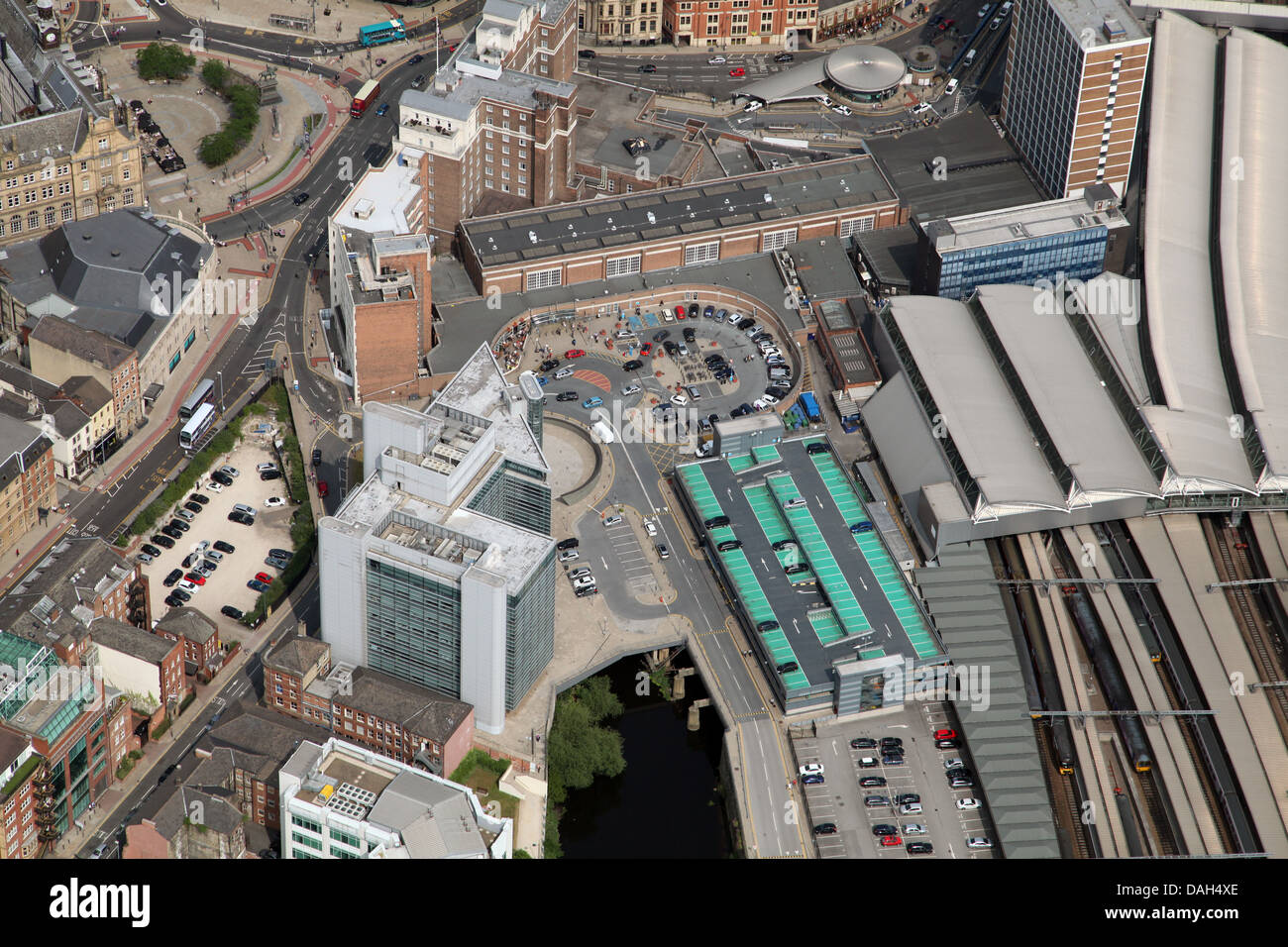 Vue aérienne de la gare de la ville de Leeds Banque D'Images