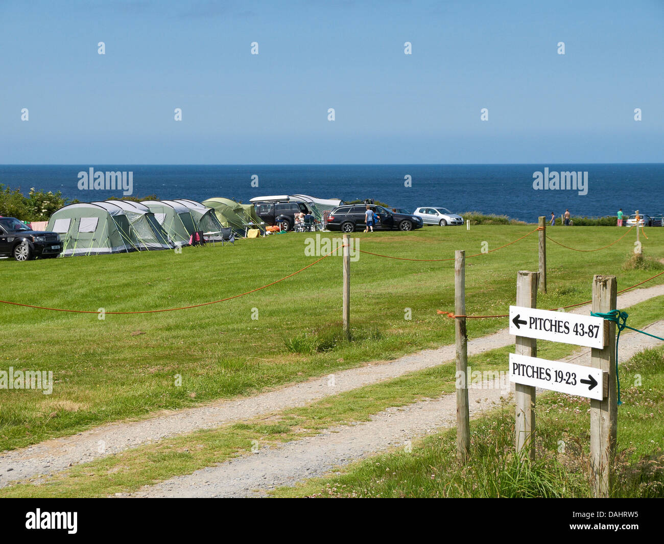 Aberafon site camp près de Caernarfon au bord de la mer, dans le Nord du Pays de Galles UK Banque D'Images