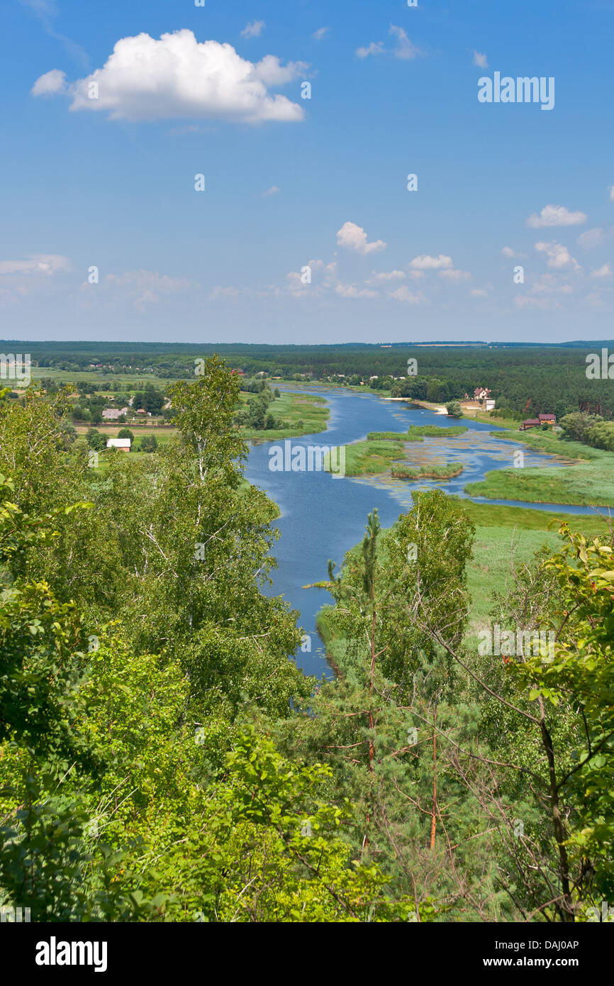 Ros de la rivière paysage estival, Centre de l'Ukraine Banque D'Images