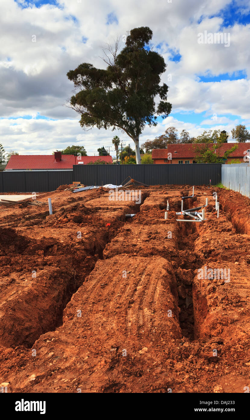 Chambre double site de construction dans la banlieue nord d'Adelaide appelé Ingle Farm Banque D'Images