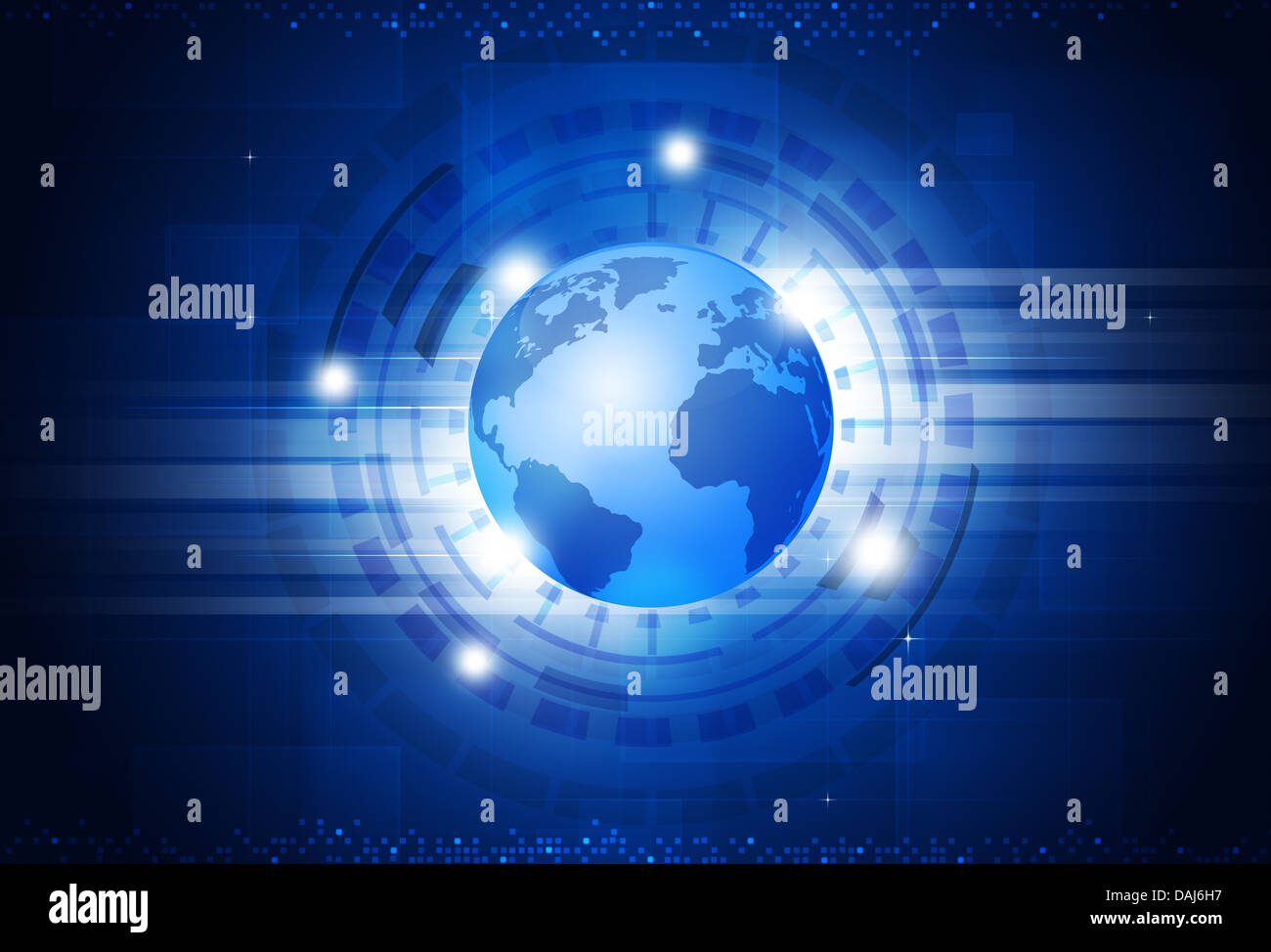 Monde numérique La technologie de l'information d'affaires fond bleu Banque D'Images