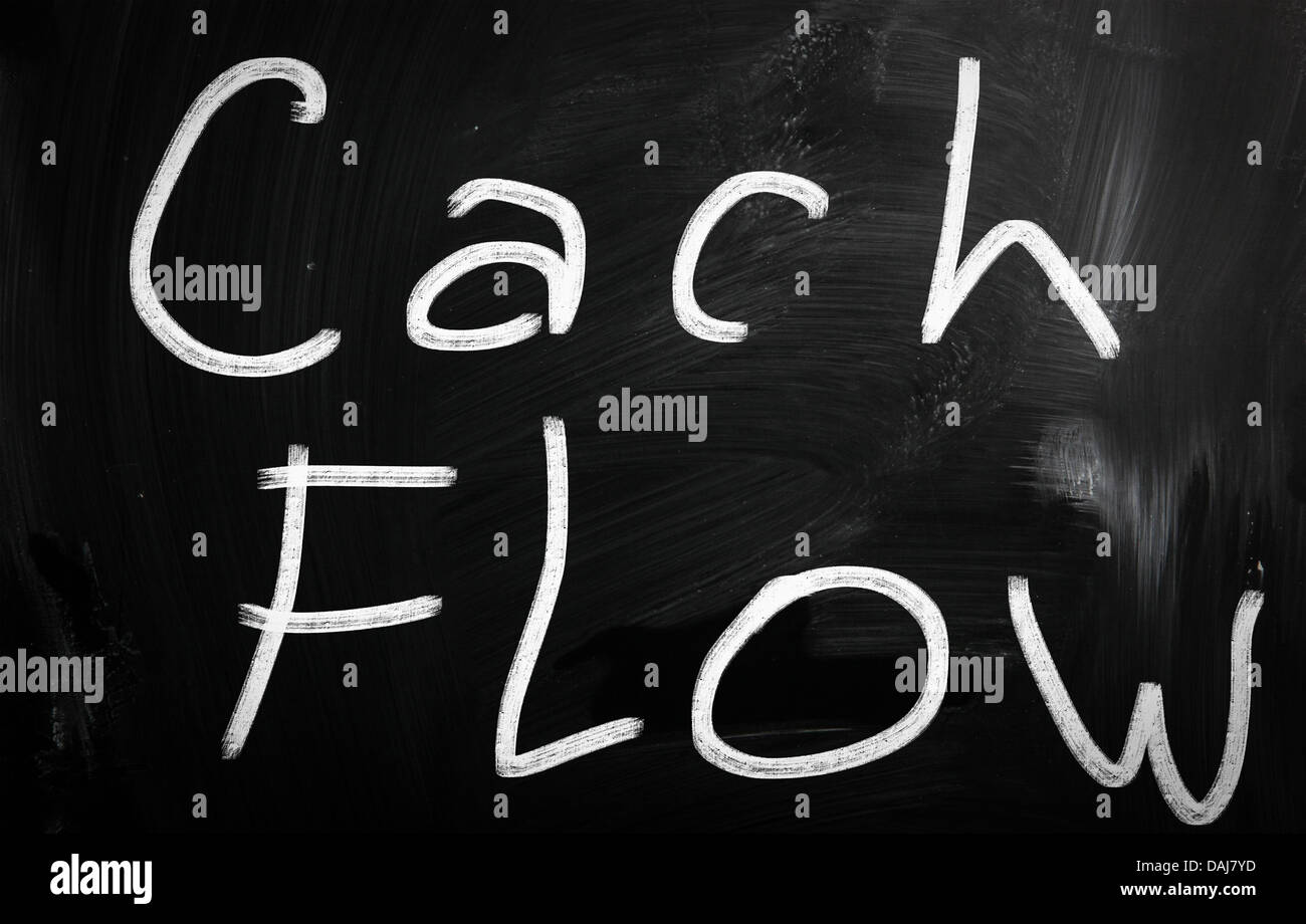 Manuscrit de flux de trésorerie avec craie blanche sur un tableau noir Banque D'Images