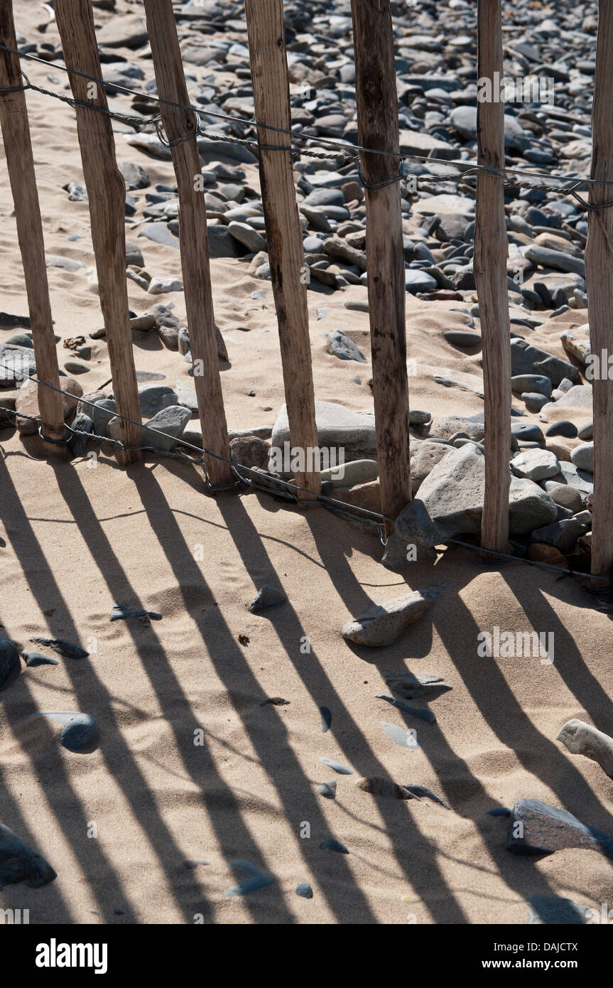 Plage Nord du Pays de Galles Conwy Morfa protection des dunes de sable l'escrime Banque D'Images