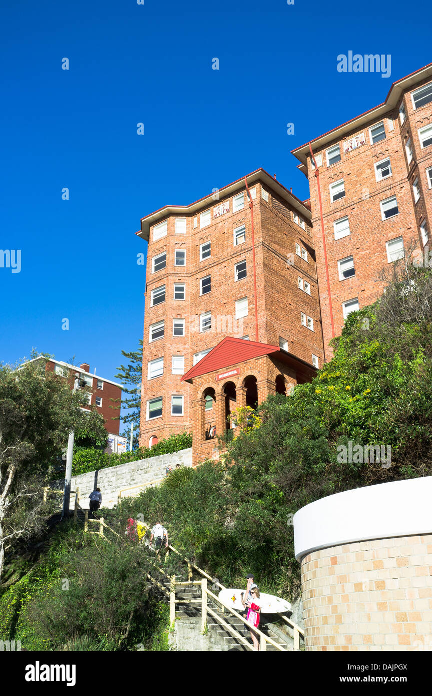 Dh Plage de Manly Beach Sydney Australie vacances appartements construit en brique Banque D'Images