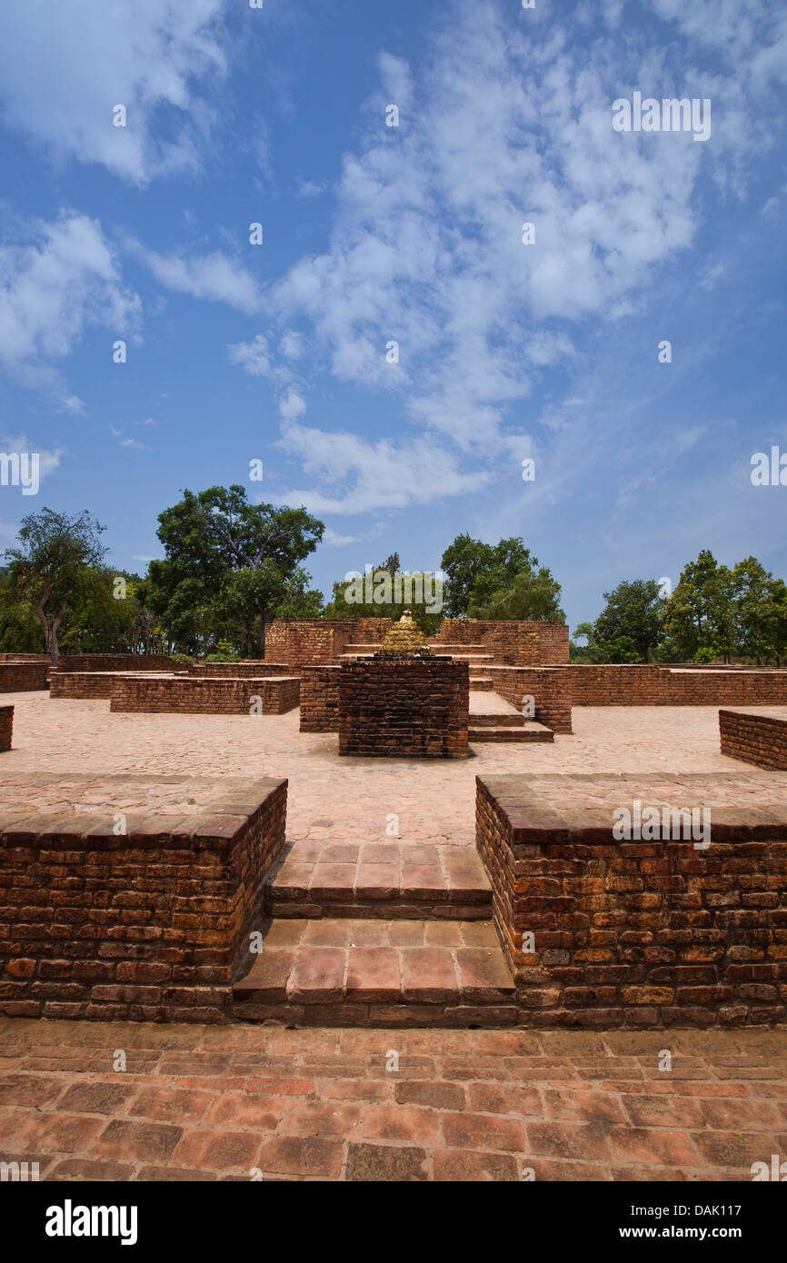 Ruines de site archéologique, Sravasti, Uttar Pradesh, Inde Banque D'Images