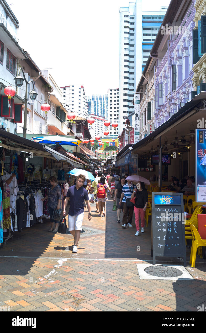 Dh Street Market CHINATOWN Singapour cale et rue du marché touristique avec les gens Banque D'Images