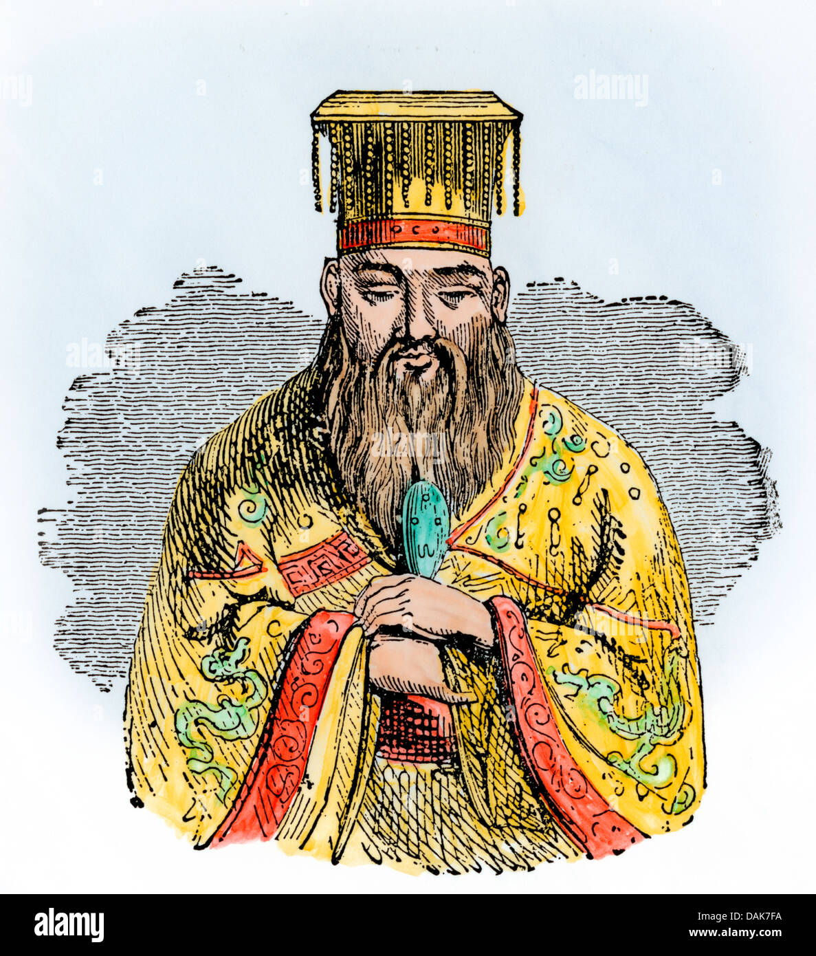 Confucius. À la main, gravure sur bois Banque D'Images