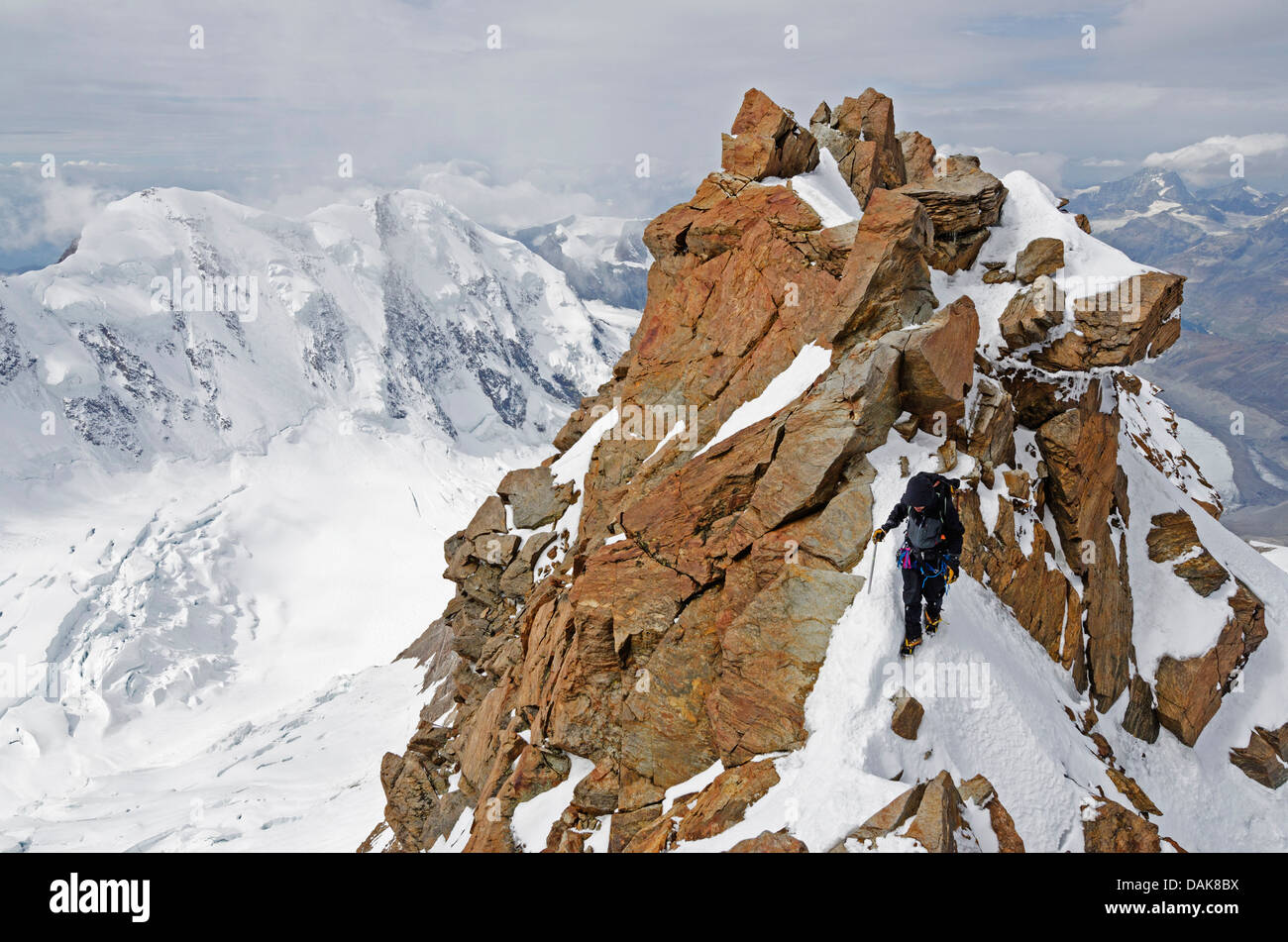 Le grimpeur Monte Rosa Duforspitze (4634m), plus haut sommet de Suisse, Zermatt, Valais, Alpes suisses, la Suisse, l'Europe (M.) Banque D'Images