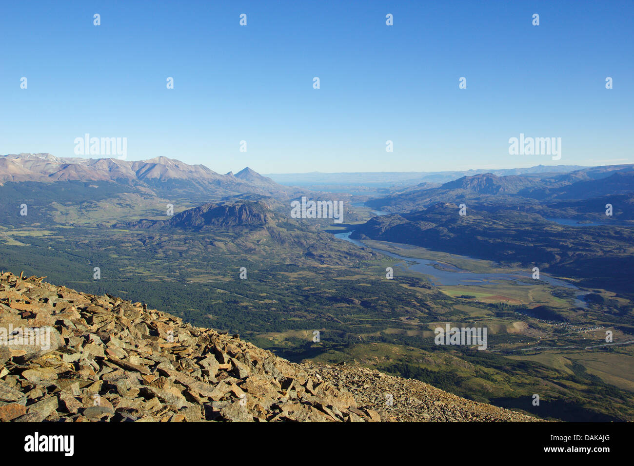 Rio Ibanez vers le Lac General Carrera, le Chili, la Patagonie Banque D'Images