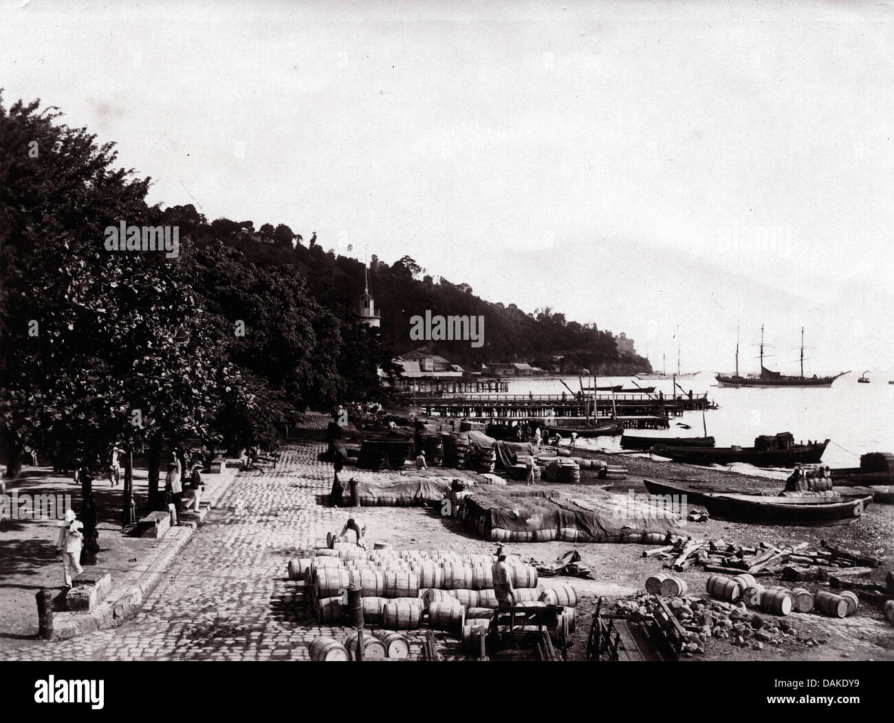 Place Bertin, Saint-Pierre, Martinique, ca 1890, par Phos Banque D'Images